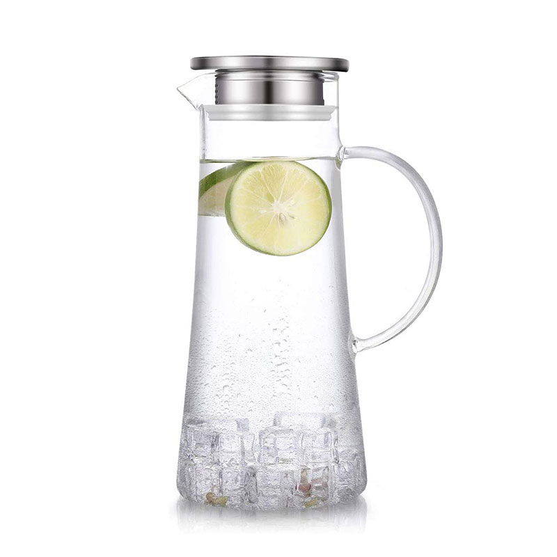 1pc High-capacity Heat-resistant Glass Water Pitcher For Cold/hot